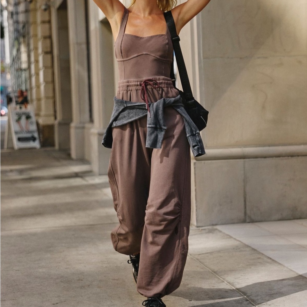 FP Movement by Free People Inbound Onesie Jumpsuit Dark Espresso NWT